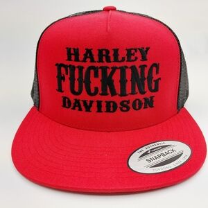 HD Harley D Flat Bill Trucker Mesh Snapback Cap Hat